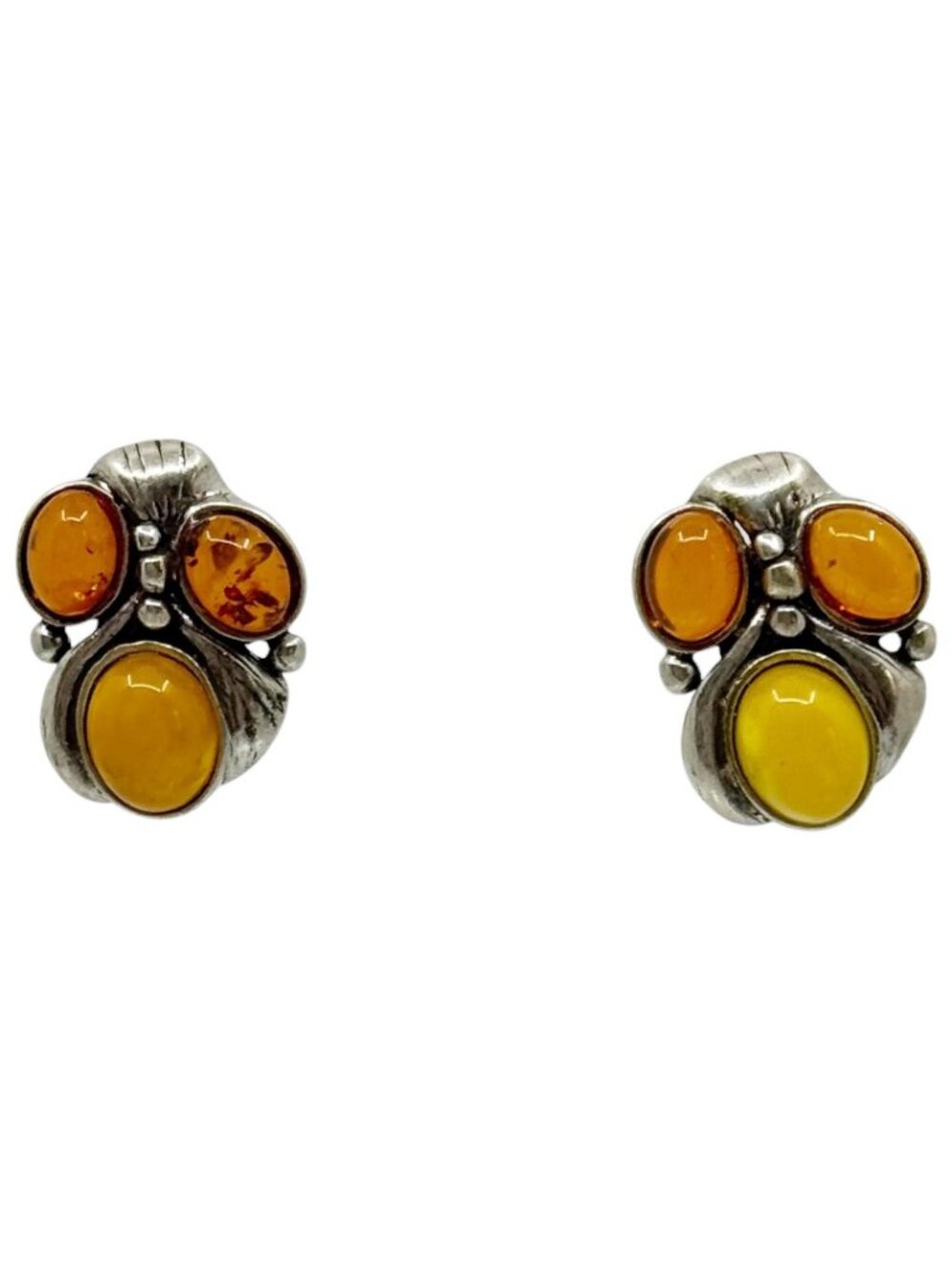 Vintage sterling silver baltic amber earrings - GM1237